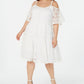 Robbie Bee Women's Lace Cold Shoulder Dress White Size 3X