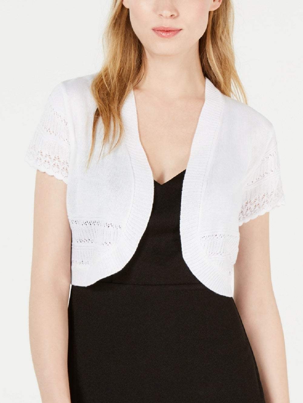 Robbie Bee Women's Short Sleeve Bolero White Size Petite Small