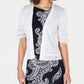 Robbie Bee Women's Short Sleeve Eyelet Trim Shrug White Size Petite Medium