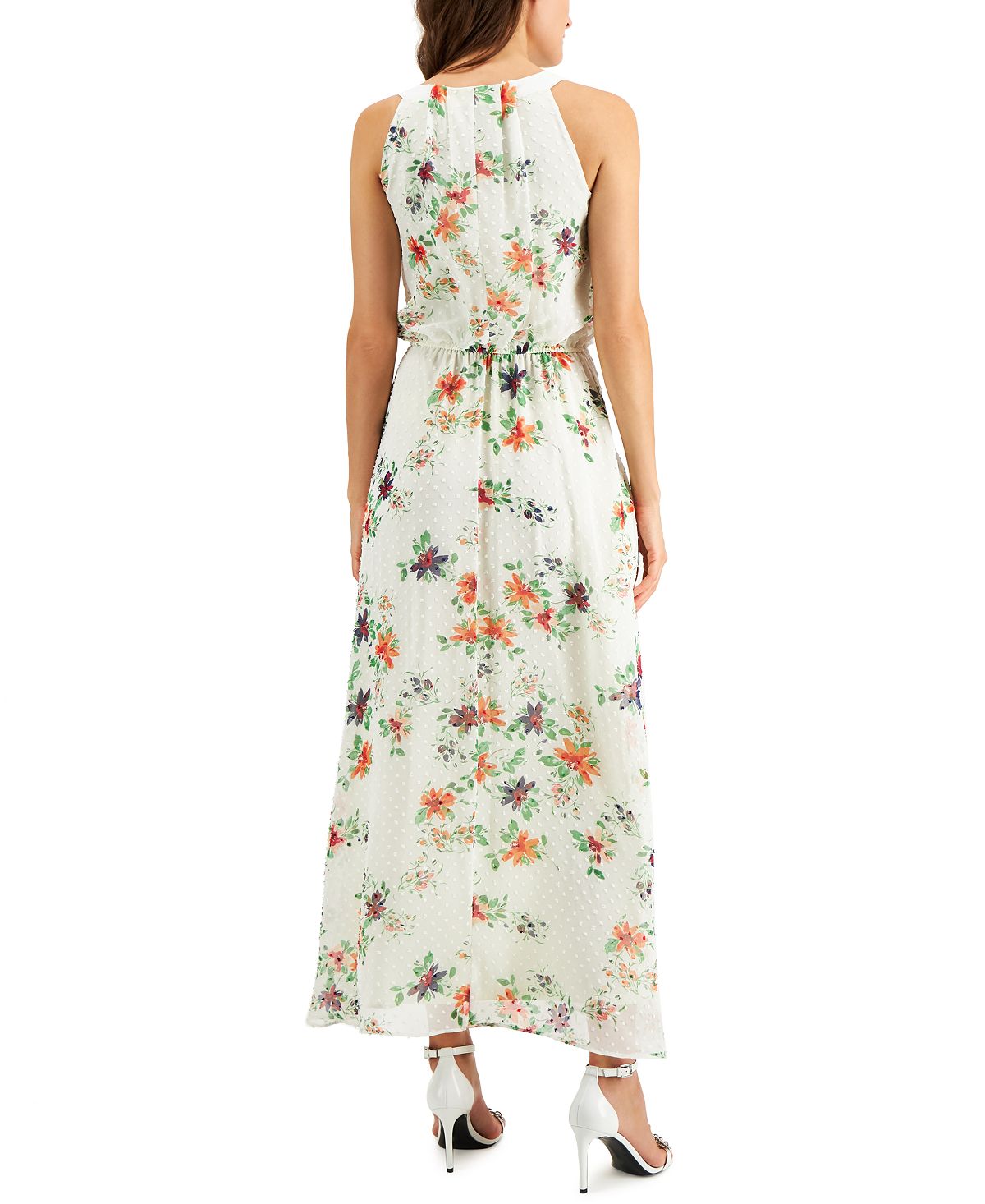 Robbie Bee Women's Chiffon Maxi Dress White Size 12Petite
