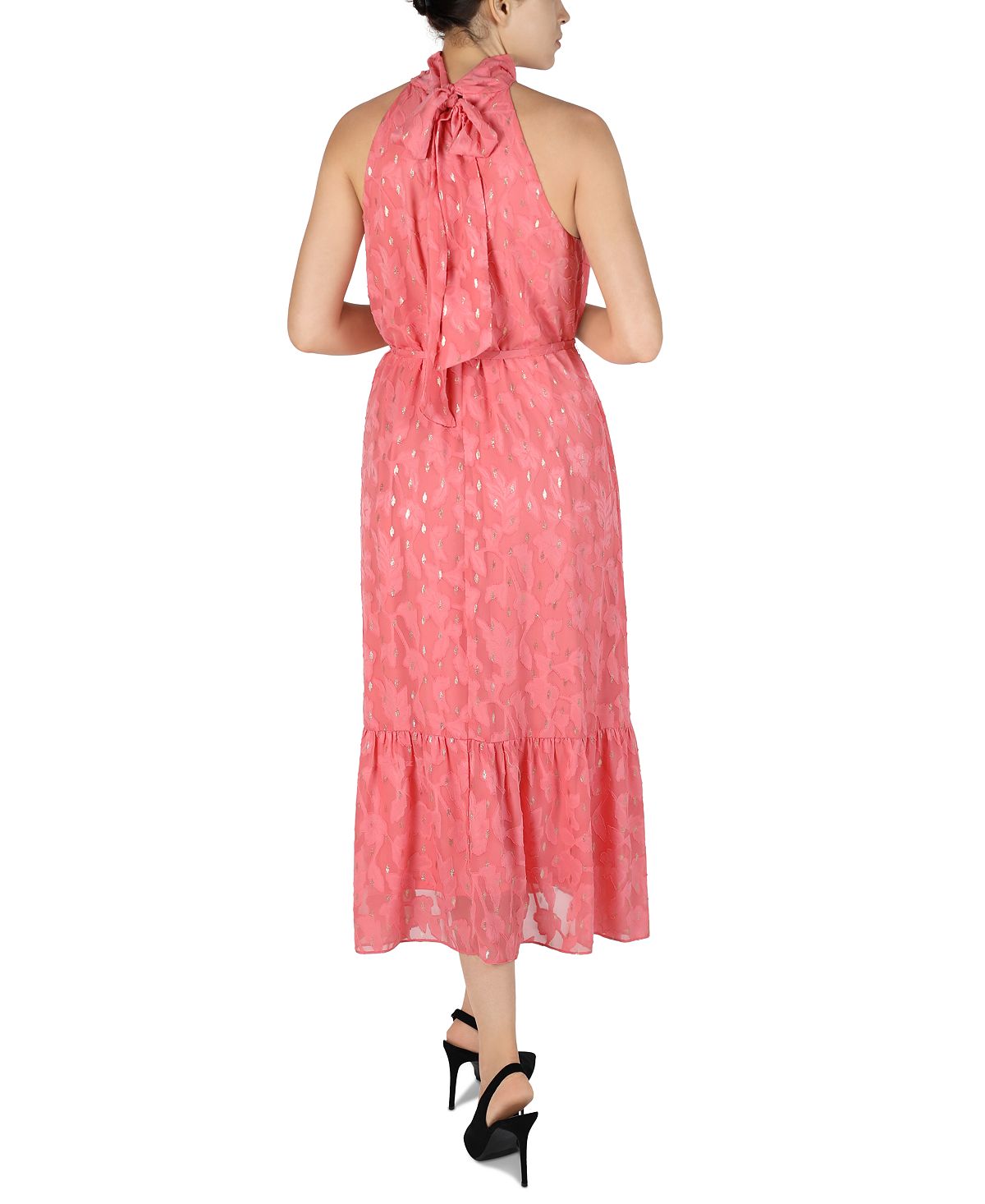 Donna Ricco Women's Halter Neck Midi Dress Orange Size 6