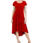 Robbie Bee Women's High Low Midi Dress Red Size Large