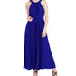 Donna Ricco Women's Pleated Belted Waist Maxi Dress Blue Size 14