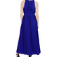 Donna Ricco Women's Pleated Belted Waist Maxi Dress Blue Size 14