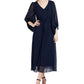 Donna Ricco Women's Clip Dot Midi Dress Blue Size 16