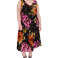 Robbie Bee Women's Floral Print Handkerchief Hem A Line Dress Brown Size 14W