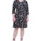 Robbie Bee Women's V Neck 3/4 Sleeve A Line Dress Black Size 2X