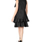 Robbie Bee Women's Bow Neck Tiered Hem Trapeze Dress Black Size 8 Petite