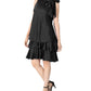 Robbie Bee Women's Bow Neck Tiered Hem Trapeze Dress Black Size 8 Petite
