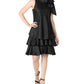 Robbie Bee Women's Bow Neck Tiered Hem Trapeze Dress Black Size 8 Petite