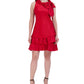 Robbie Bee Women's Bow Neck Tiered Hem Trapeze Dress Red Size 6 Petite