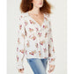 American Rag Junior's Floral Print Ruffle Top White Size X-Small
