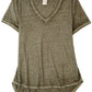 American Rag Women's V Neck Burnout Short Sleeve Top Green Size X-Large
