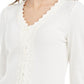 American Rag Junior's Lace Trimmed Button Front Top White Size XX-Large