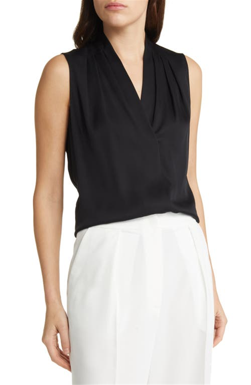 Kobi Halperin Women's 'Mila' Sleeveless Stretch Silk Blouse Black Size Medium