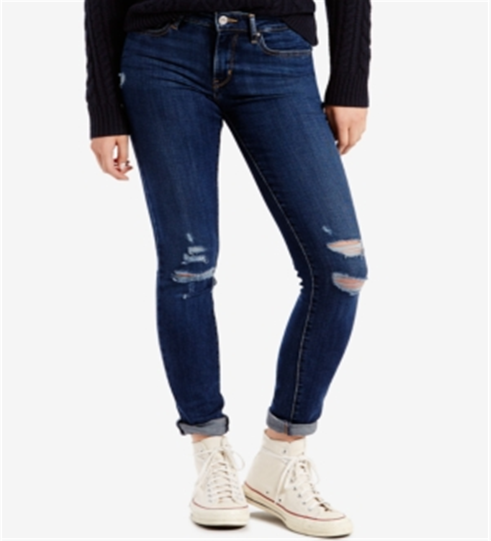 Levi's Women's 711 Ripped Skinny Damage Is Done Wash Jeans Blue Size 24X30