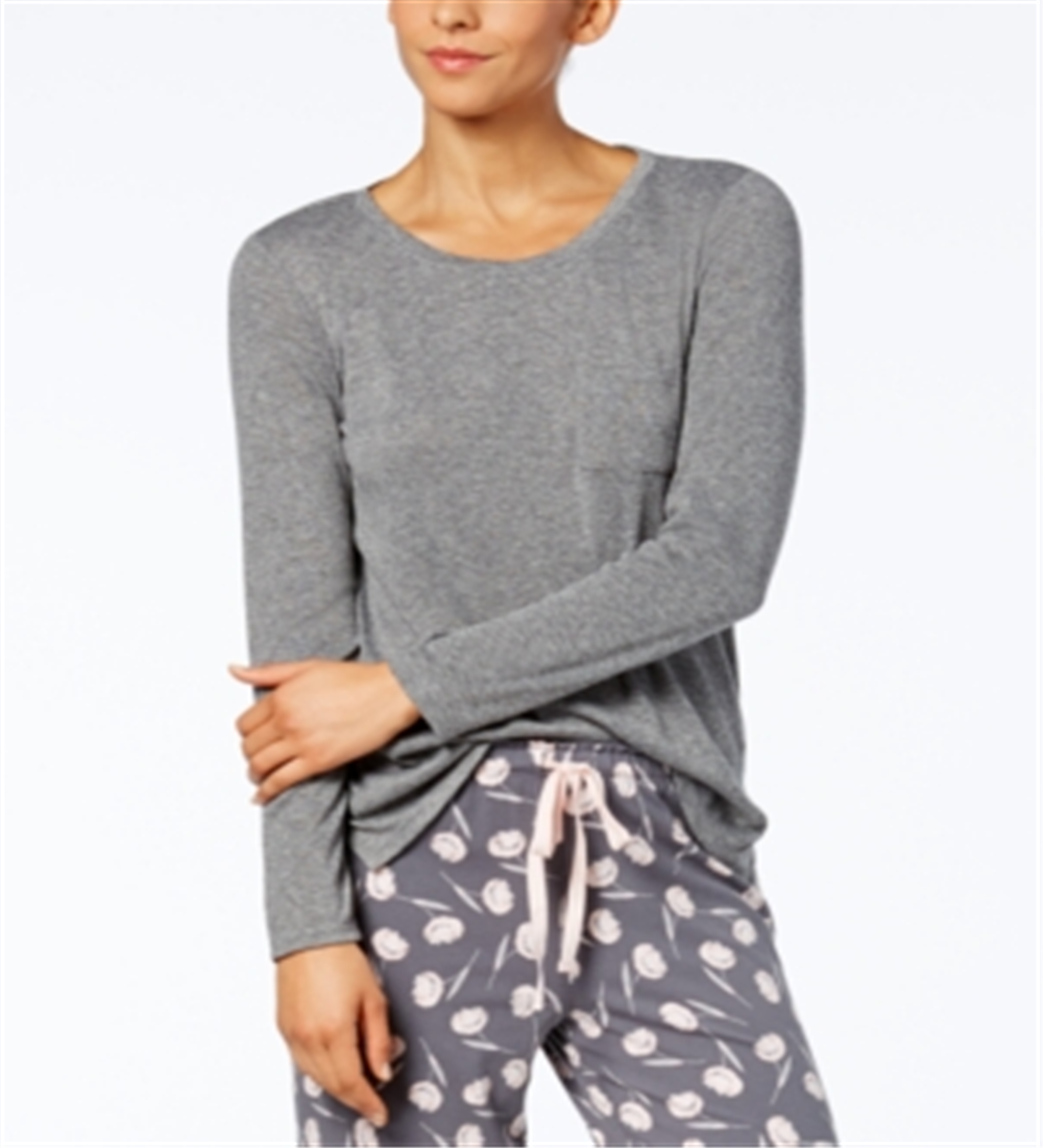 Alfani Women's Scoop Neck Pajama Top Gray Size Small