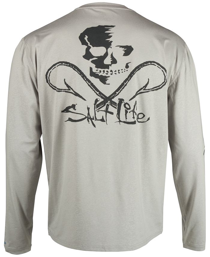 Salt Life Men's Performance Logo Graphic Long Sleeve Fishing T-Shirt Gray Size X-Large