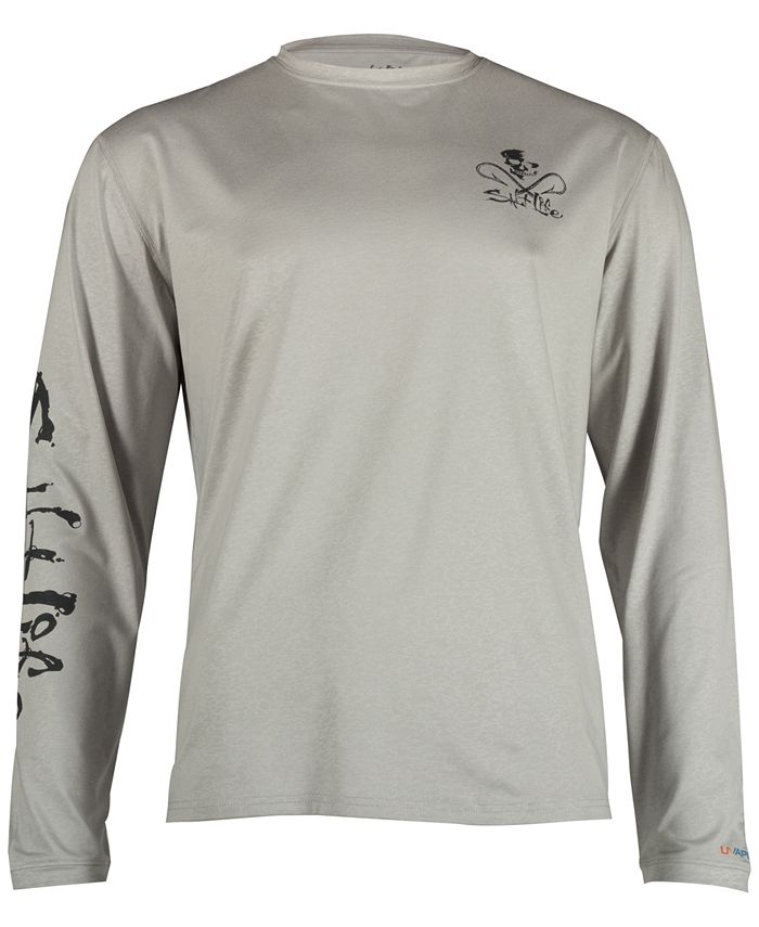 Salt Life Men's Performance Logo Graphic Long Sleeve Fishing T-Shirt Gray Size X-Large