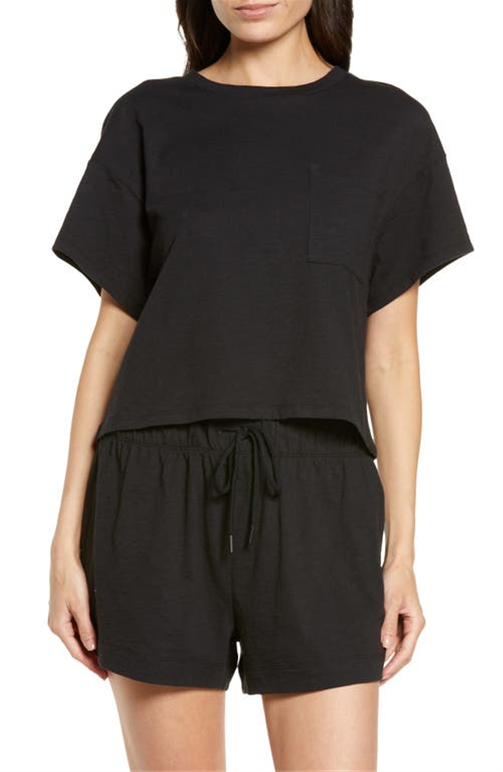 Honeydew Intimates Black Crop Pajama Top Size XS