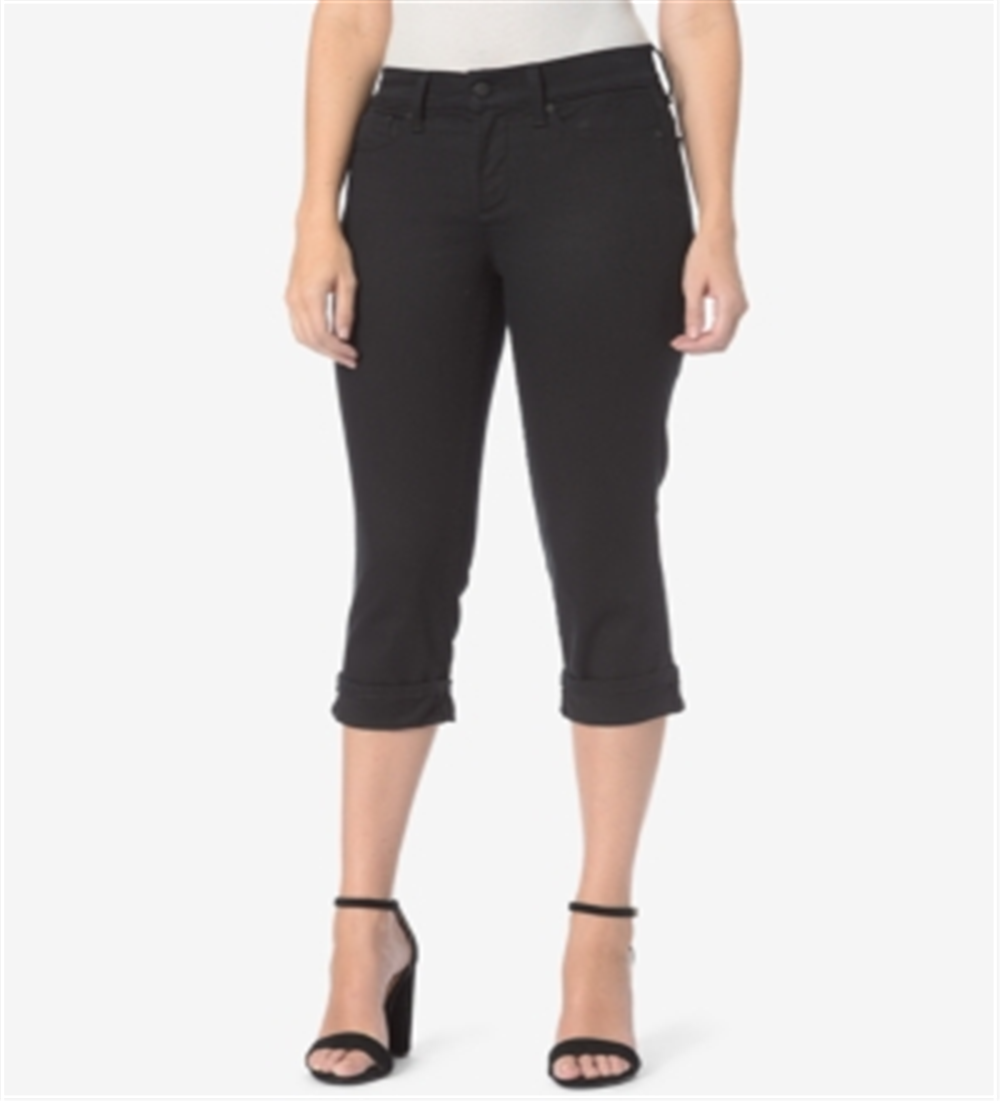 NYDJ Women's Marilyn Stretch Cuffed Crop Jeans Black Size 4