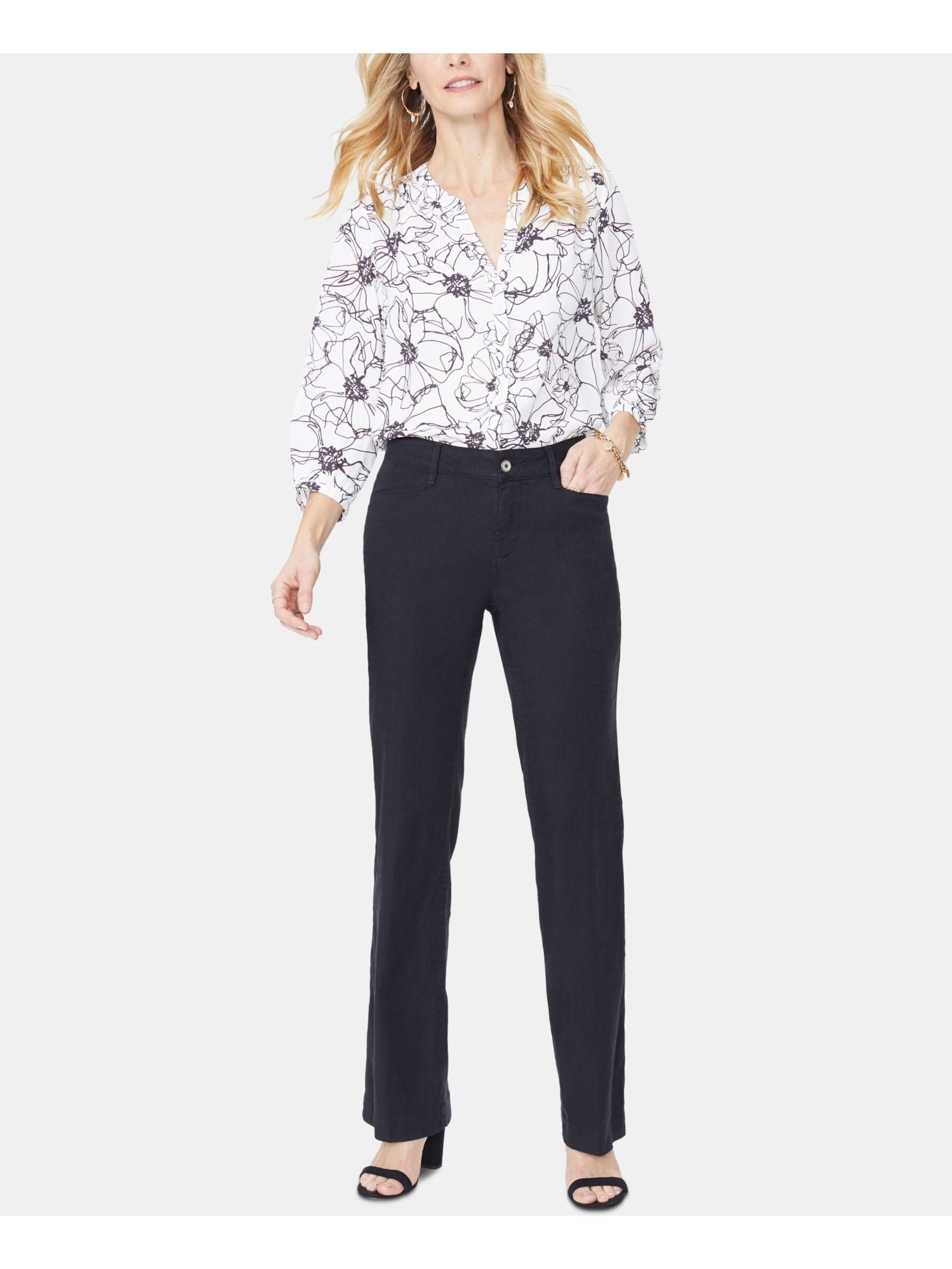nydj-womens-black-trouser-pants-size-medium