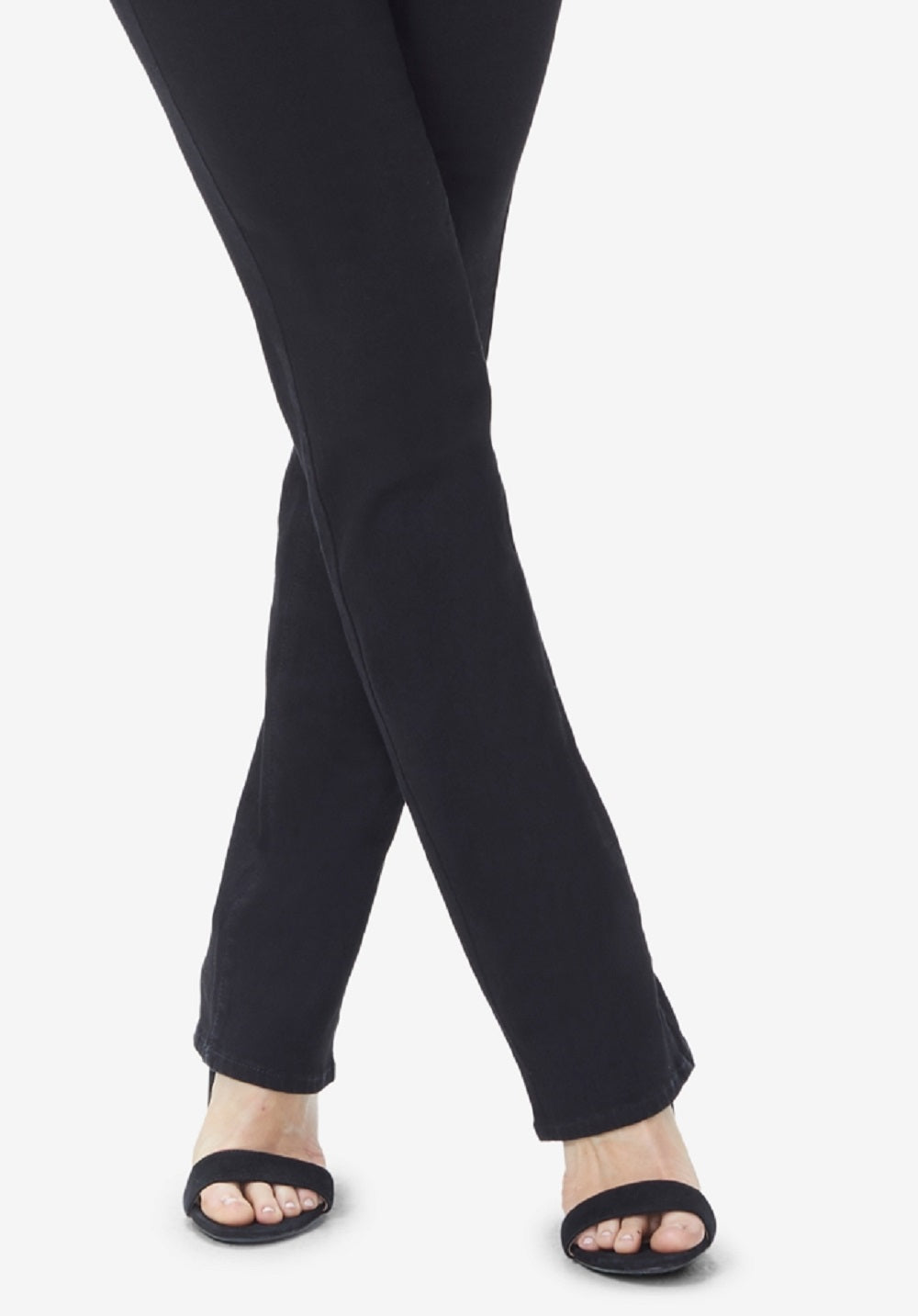 NYDJ Women's Marilyn Tummy Control Straight Leg Jeans Black Size 14 Petite
