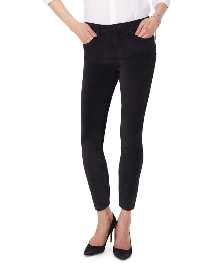 NYDJ Women's Ami Stretch Velvet Skinny Pants Black Size 6