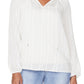 NYDJ Women's Hayward Stripe Regular Peasant Blouse -White  Size Medium