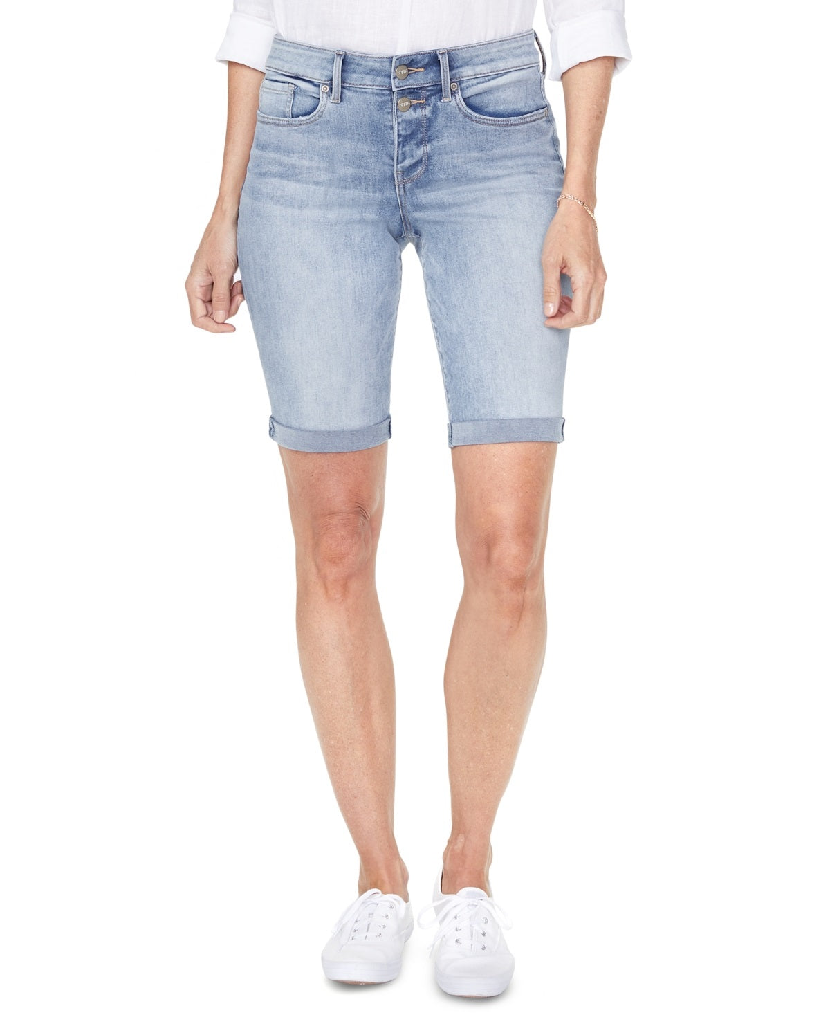 NYDJ Women's Roll Hem Briella Denim Shorts Blue Size 8