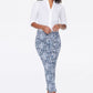 NYDJ Women's Sheri Animal Print Mid Rise Slim Jeans Blue Size 4