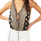 Free People Soul of the Sun Sleeveless Bodysuit in Black Combo, Size Medium