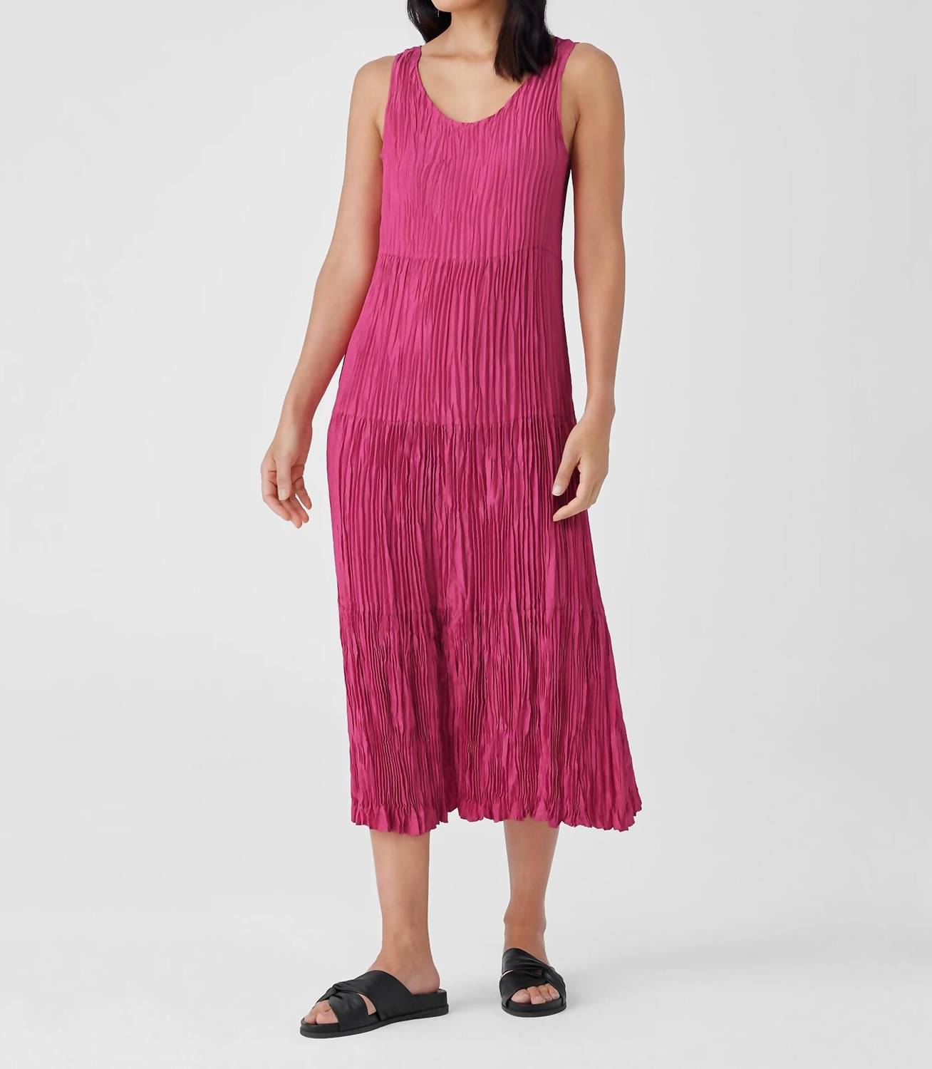 Eileen Fisher - Crushed Silk Tiered Dress