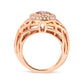 14K Rose Gold Oval Cut Light Pink Morganite and 3/8 Cttw Diamonds Halo and Basket Weave Cocktail Ring (G-H Color, SI1-SI2 Clarity) - Size 7