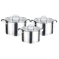 6-Piece Polished Stainless Steel Cookware Set with Lids 1.9QT, 2.7QT, 3.6QT