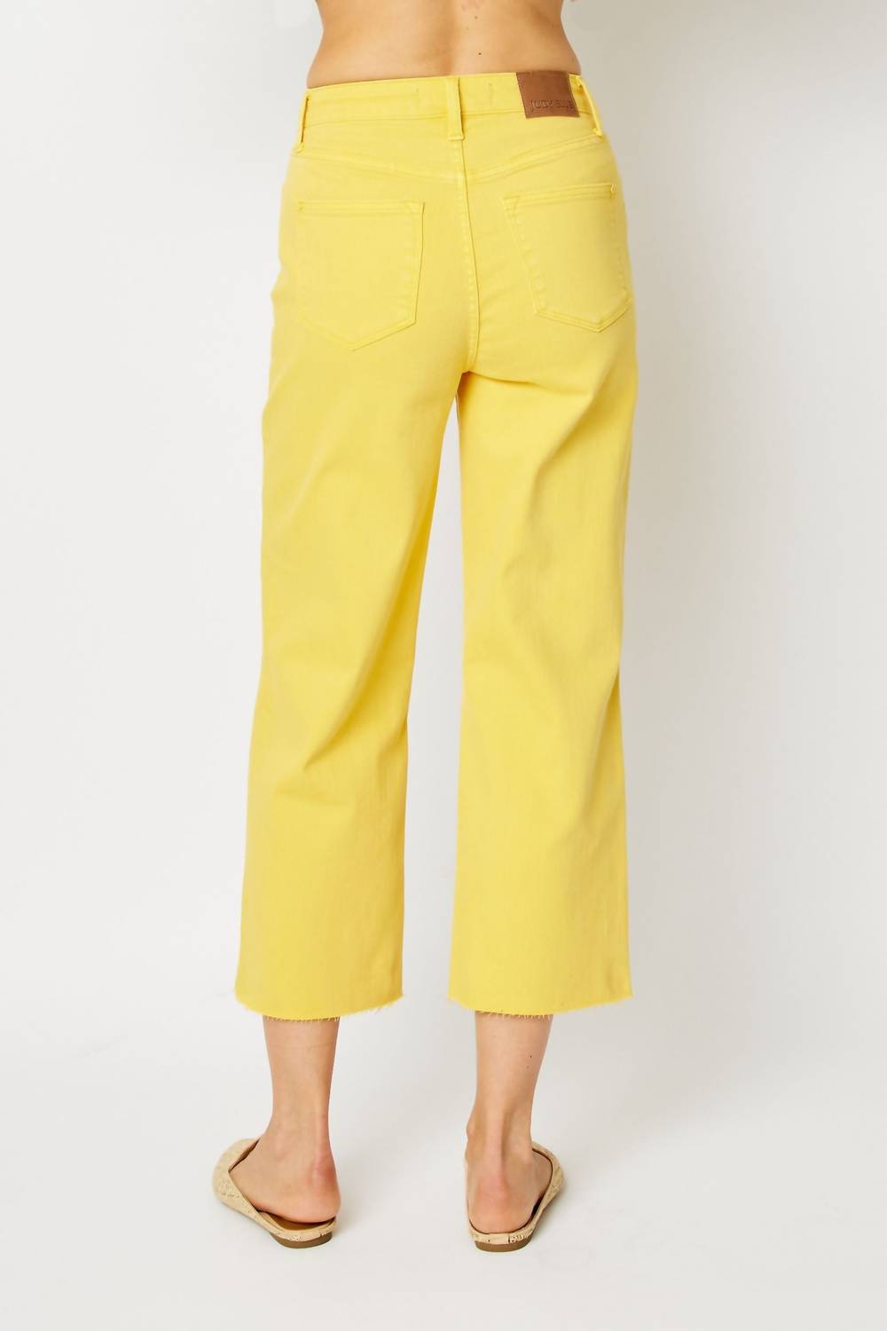 Judy Blue - High Waist Braided Waistband Wide Leg Crop Denim Jeans