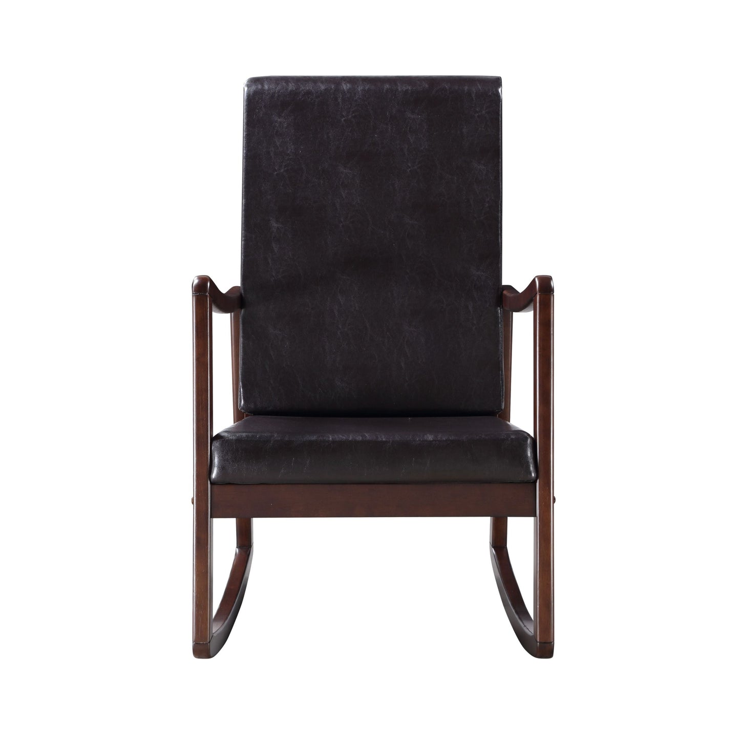 Raina Dark Brown Synthetic Leather & Espresso Finish Rocking Chair