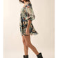 Promesa - Floral Mesh Sweetheart Neck Chiffon Babydoll Dress