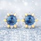1.87 Carat Genuine Blue Sapphire and White Diamond 14K Yellow Gold Earrings