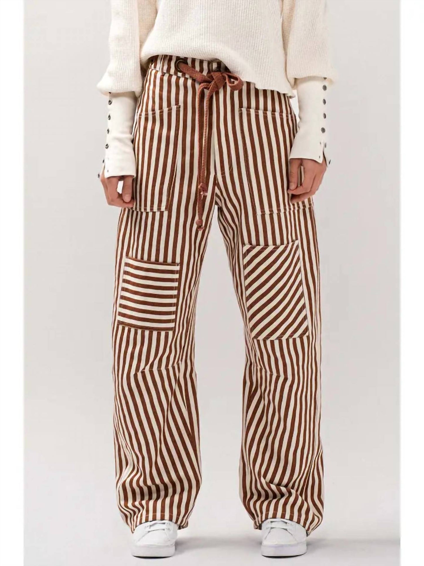 Urban Daizy - Railroad Striped Patch Pocket Utility Pants