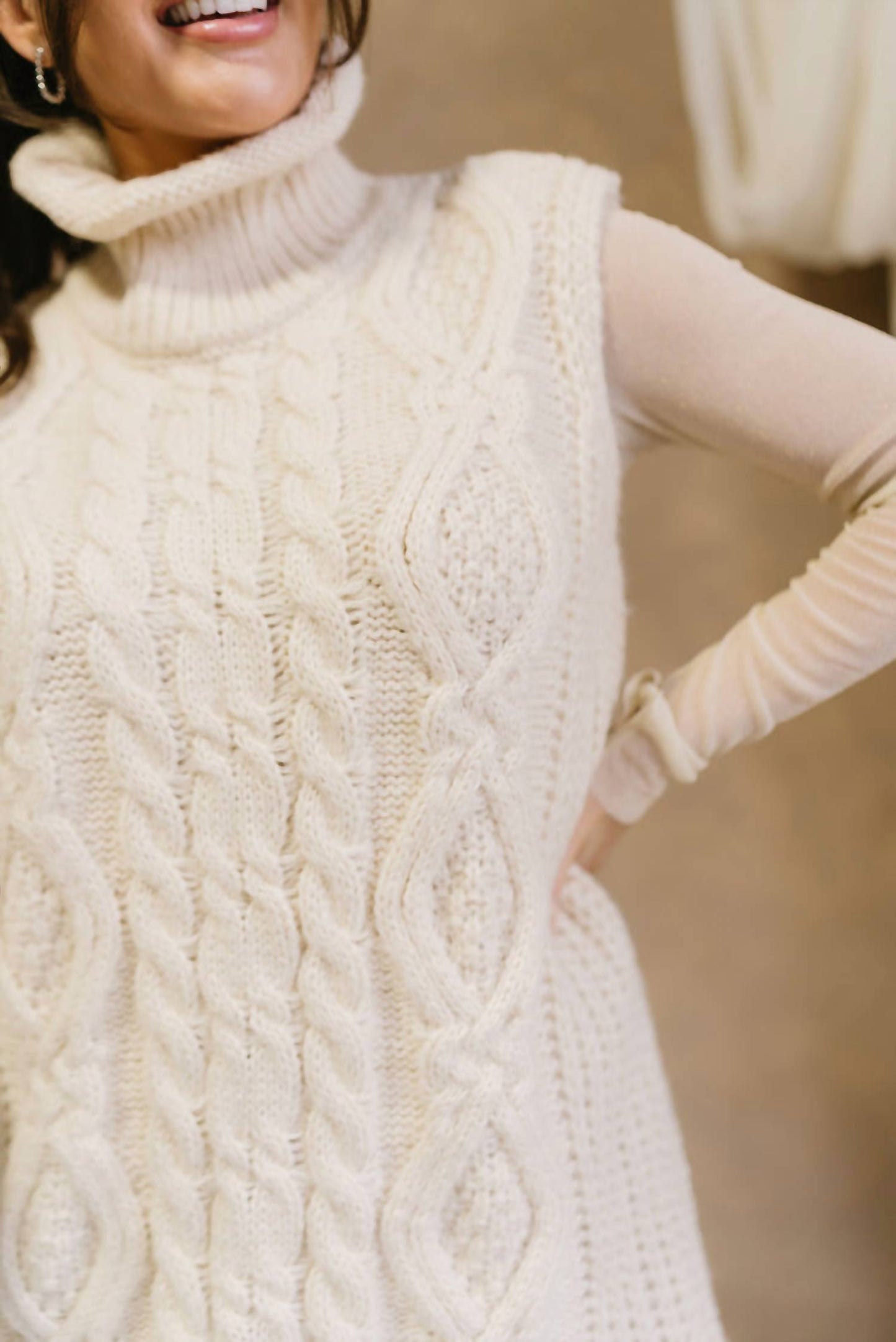 Cloud Ten - Cable Knit Sweater Dress