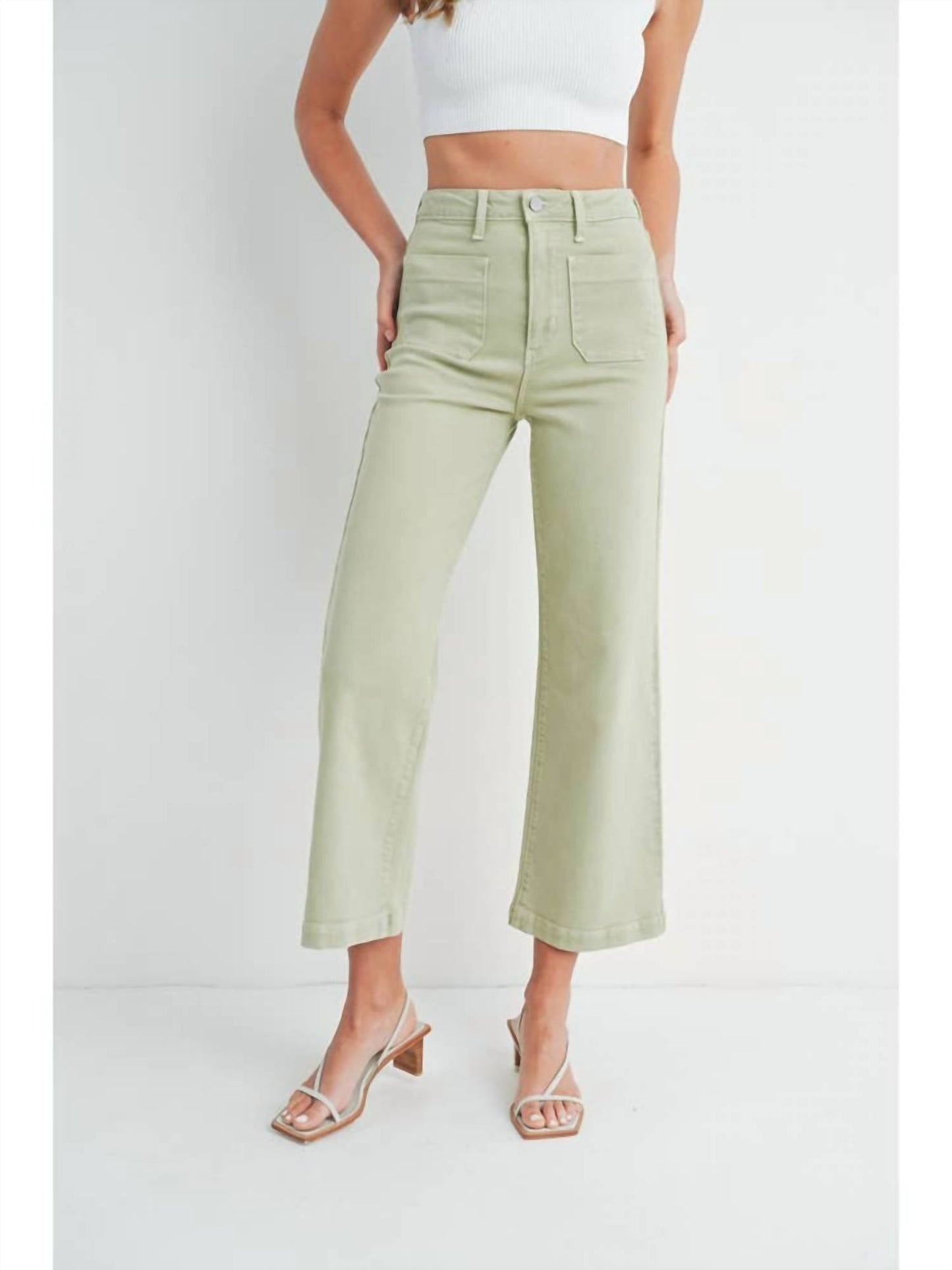 Just Black Denim - High Rise Patch Pocket Wide Leg Jeans