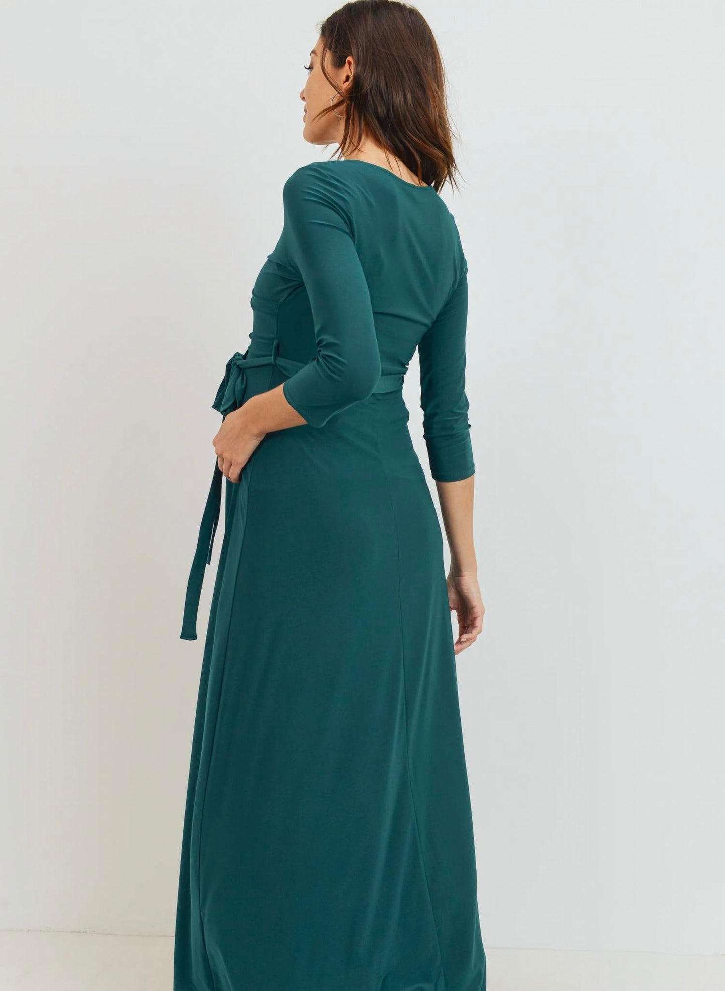 Hello Miz - Floral Faux Wrap Maternity & Nursing Maxi Dress