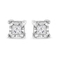 .925 Sterling Silver 1/2 Cttw Miracle Set Princess-cut Diamond Solitaire Stud Earrings (I-J Color, SI1-SI2 Clarity)