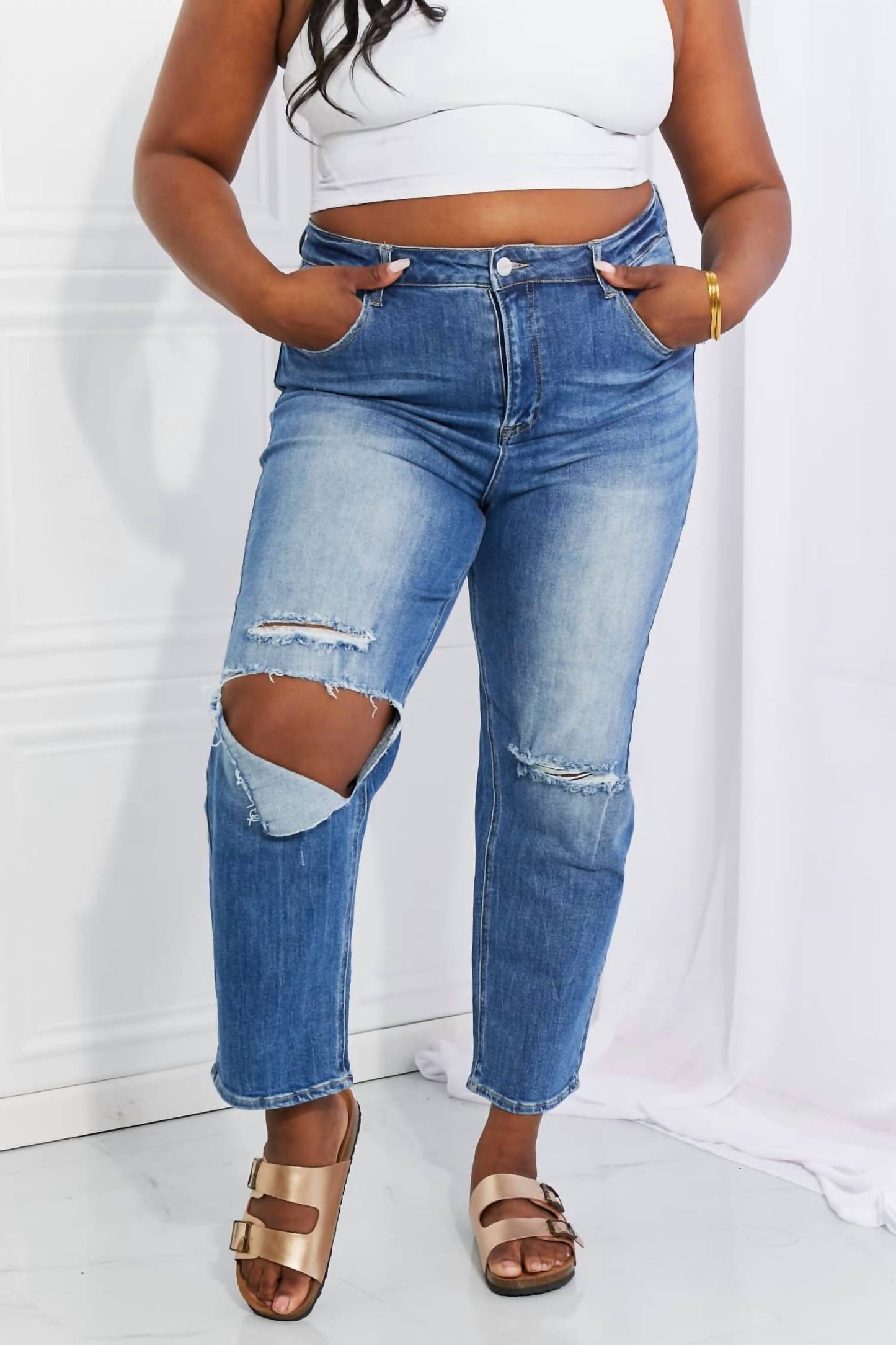 Risen - Women's Full Size Emily High Rise Relaxed Jeans