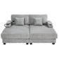 Modern Chaise Sofa With Adjustable Backrest, Cup Holders, Phone Holder & Storage Compartments