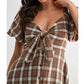 Camellia - Jori Plaid Tie Front Midi Dress