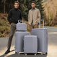 4-Piece PP Spinner Wheel Luggage Set with Cosmetic Case, Light Gray