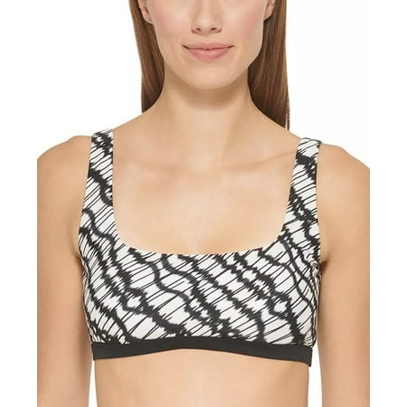 DKNY Women s Printed Square Neck Bikini Top Swimsuit Black Size Medium