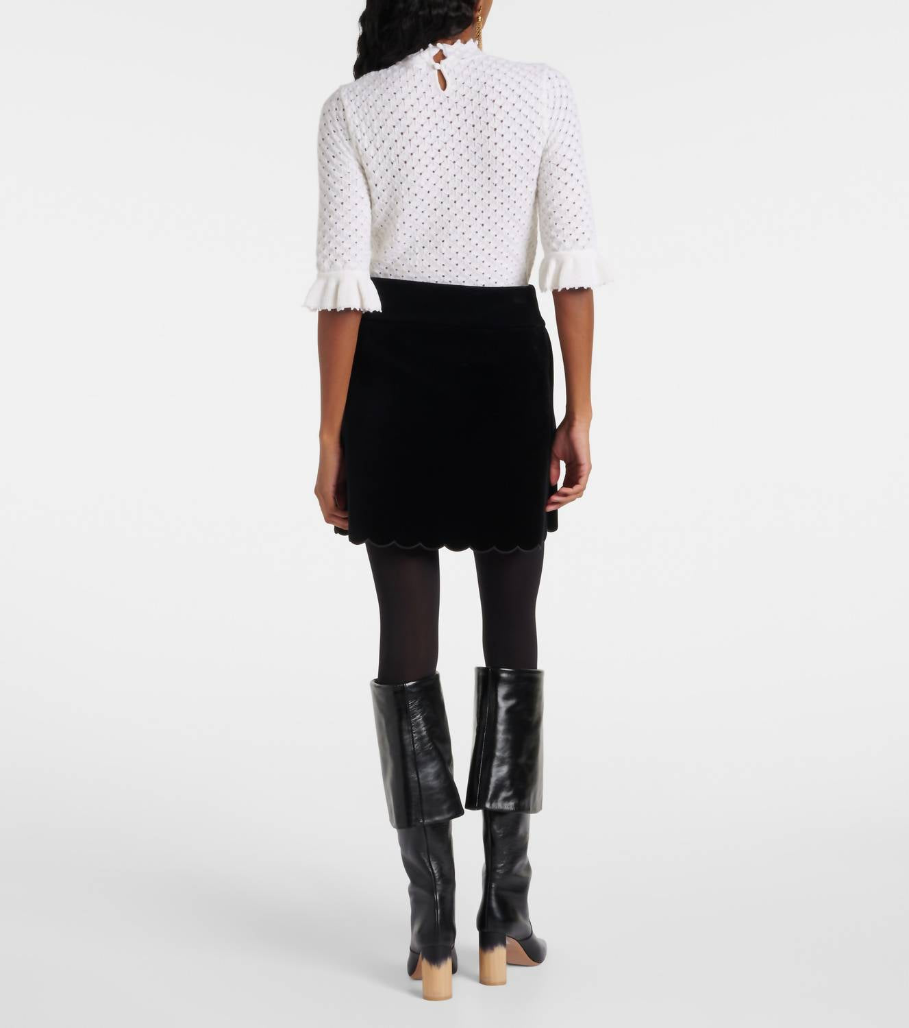 Chloe - Velvet Scalloped Mini Skirt